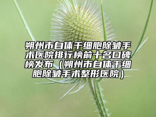 朔州市自体干细胞除皱手术医院排行榜前十名口碑榜发布（朔州市自体干细胞除皱手术整形医院）
