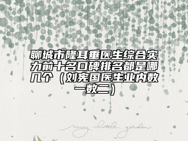 聊城市隆耳垂医生综合实力前十名口碑排名都是哪几个（刘宪国医生业内数一数二）