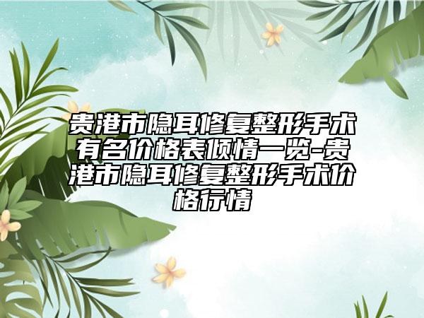 贵港市隐耳修复整形手术有名价格表倾情一览-贵港市隐耳修复整形手术价格行情