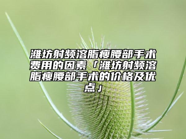 潍坊射频溶脂瘦腰部手术费用的因素「潍坊射频溶脂瘦腰部手术的价格及优点」
