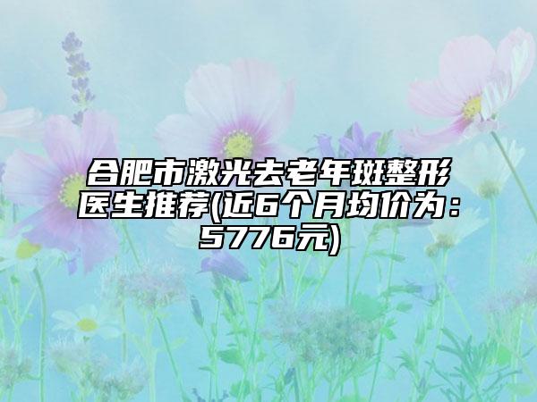 合肥市激光去老年斑整形医生推荐(近6个月均价为：5776元)