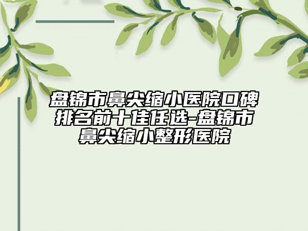 盘锦市鼻尖缩小医院口碑排名前十佳任选-盘锦市鼻尖缩小整形医院