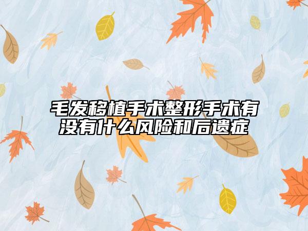 毛发移植手术整形手术有没有什么风险和后遗症