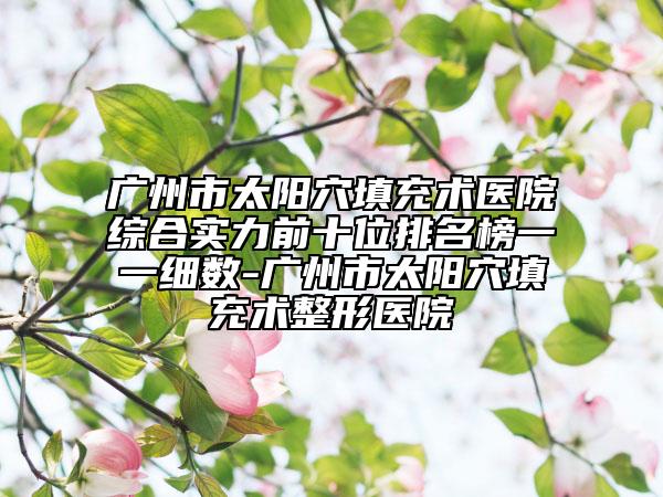 广州市太阳穴填充术医院综合实力前十位排名榜一一细数-广州市太阳穴填充术整形医院
