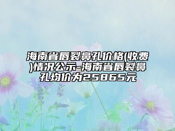 海南省唇裂鼻孔价格(收费)情况公示-海南省唇裂鼻孔均价为25865元