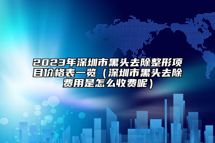 2023年深圳市黑头去除整形项目价格表一览（深圳市黑头去除费用是怎么收费呢）