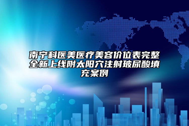 南宁科医美医疗美容价位表完整全新上线附太阳穴注射玻尿酸填充案例