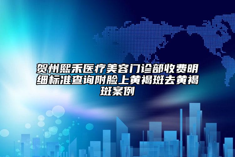 贺州熙禾医疗美容门诊部收费明细标准查询附脸上黄褐斑去黄褐斑案例