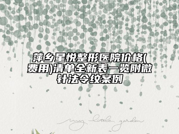 萍乡星悦整形医院价格(费用)清单全新表一览附微针法令纹案例