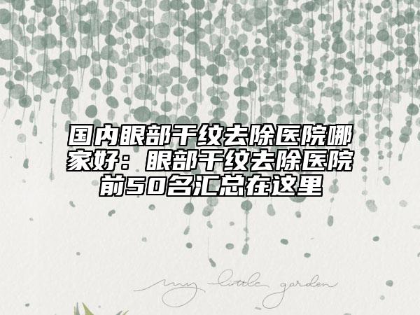 国内眼部干纹去除医院哪家好：眼部干纹去除医院前50名汇总在这里