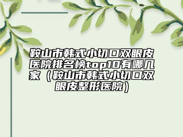 鞍山市韩式小切口双眼皮医院排名榜top10有哪几家（鞍山市韩式小切口双眼皮整形医院）