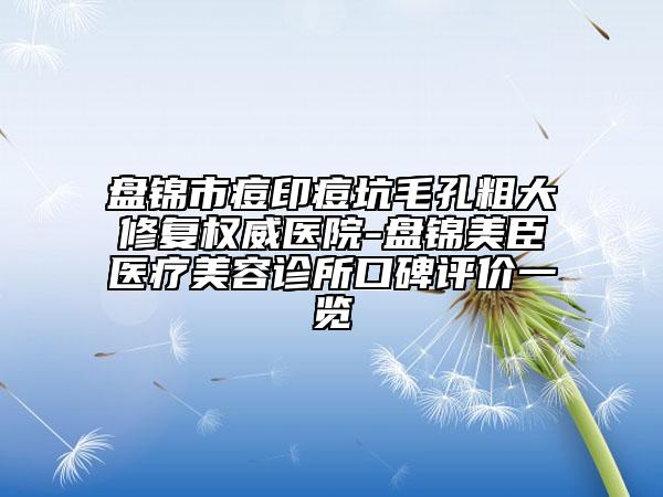 盘锦市痘印痘坑毛孔粗大修复权威医院-盘锦美臣医疗美容诊所口碑评价一览