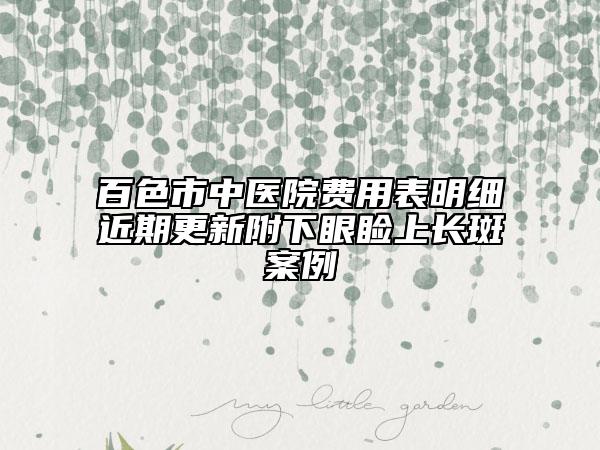 百色市中医院费用表明细近期更新附下眼睑上长斑案例