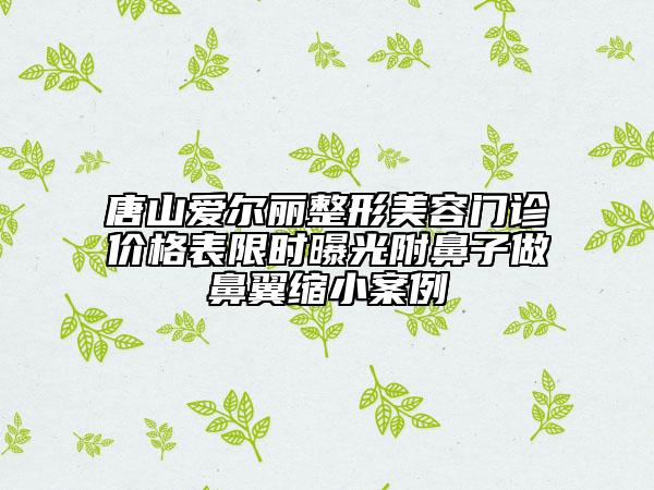 唐山爱尔丽整形美容门诊价格表限时曝光附鼻子做鼻翼缩小案例