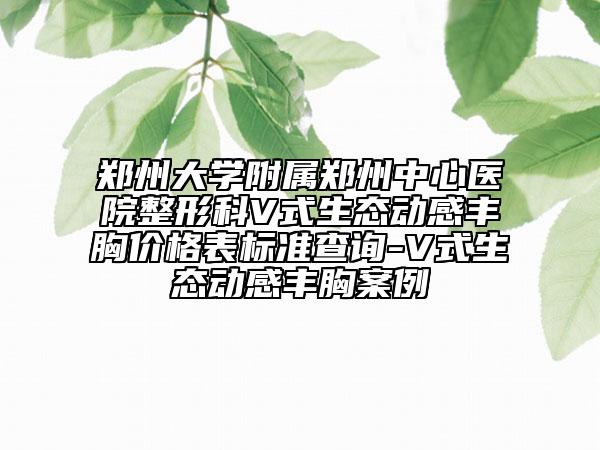 郑州大学附属郑州中心医院整形科V式生态动感丰胸价格表标准查询-V式生态动感丰胸案例