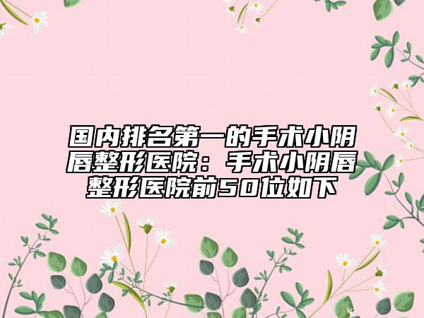 国内排名第一的手术小阴唇整形医院：手术小阴唇整形医院前50位如下