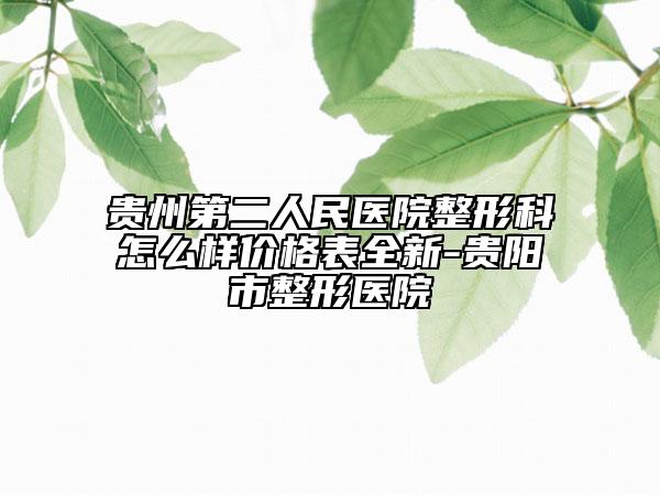 贵州第二人民医院整形科怎么样价格表全新-贵阳市整形医院