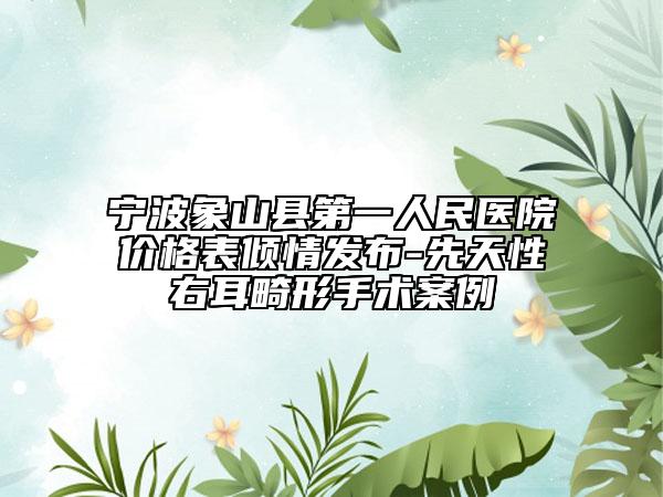 宁波象山县第一人民医院价格表倾情发布-先天性右耳畸形手术案例