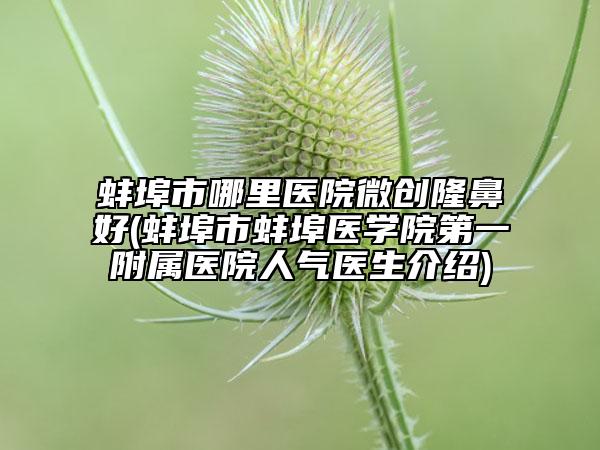 蚌埠市哪里医院微创隆鼻好(蚌埠市蚌埠医学院第一附属医院人气医生介绍)