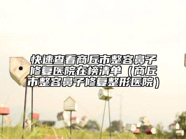 快速查看商丘市整容鼻子修复医院在榜清单（商丘市整容鼻子修复整形医院）