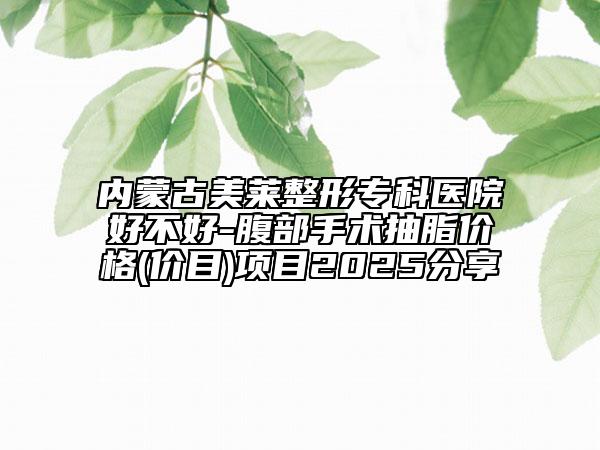 内蒙古美莱整形专科医院好不好-腹部手术抽脂价格(价目)项目2025分享
