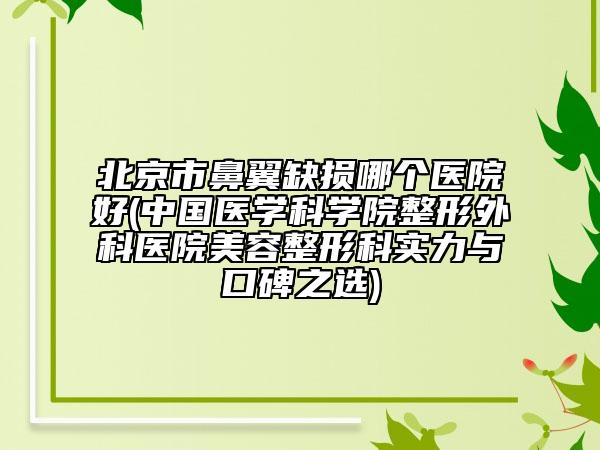 北京市鼻翼缺损哪个医院好(中国医学科学院整形外科医院美容整形科实力与口碑之选)