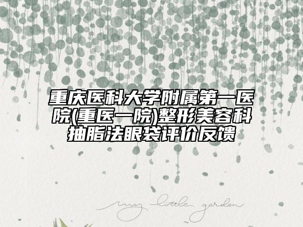 重庆医科大学附属第一医院(重医一院)整形美容科抽脂法眼袋评价反馈