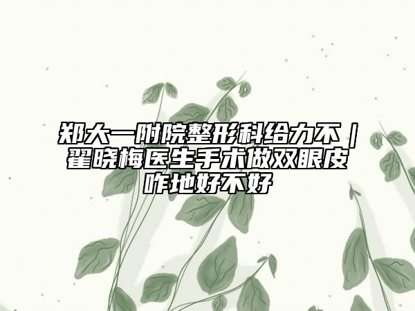 郑大一附院整形科给力不｜翟晓梅医生手术做双眼皮咋地好不好