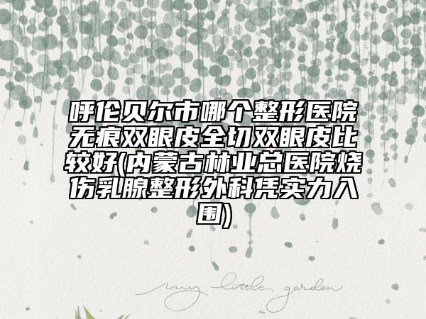 呼伦贝尔市哪个整形医院无痕双眼皮全切双眼皮比较好(内蒙古林业总医院烧伤乳腺整形外科凭实力入围)