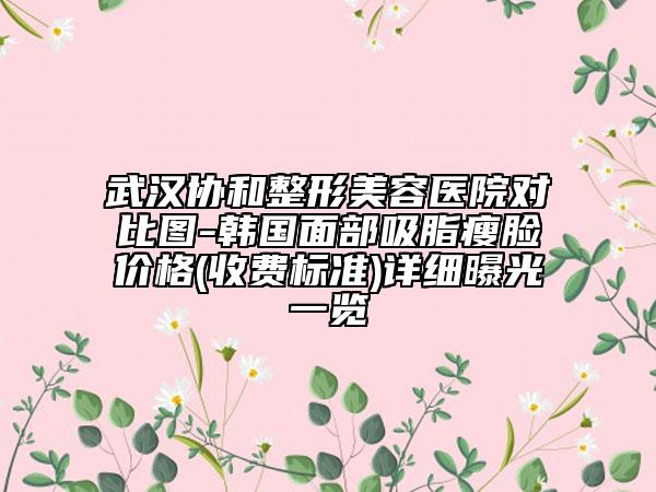 武汉协和整形美容医院对比图-韩国面部吸脂瘦脸价格(收费标准)详细曝光一览