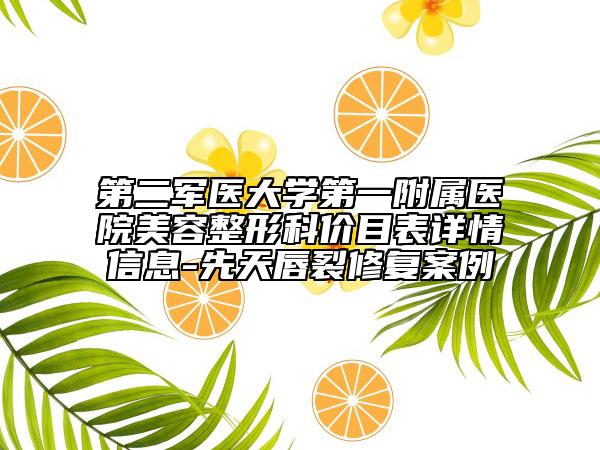 第二军医大学第一附属医院美容整形科价目表详情信息-先天唇裂修复案例