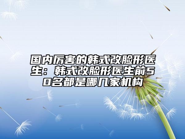 国内厉害的韩式改脸形医生：韩式改脸形医生前50名都是哪几家机构