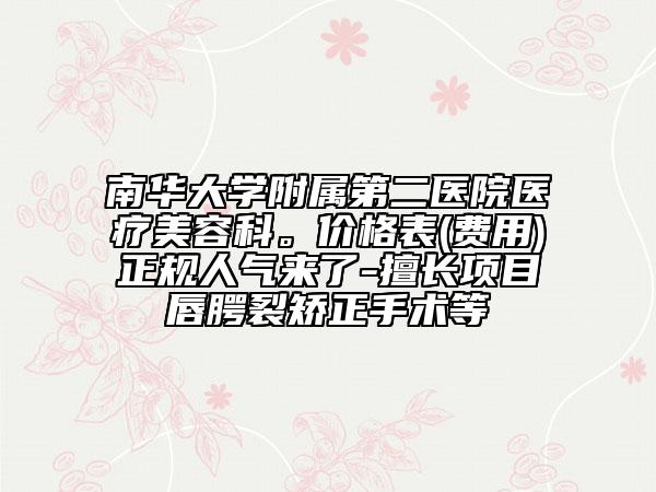 南华大学附属第二医院医疗美容科。价格表(费用)正规人气来了-擅长项目唇腭裂矫正手术等
