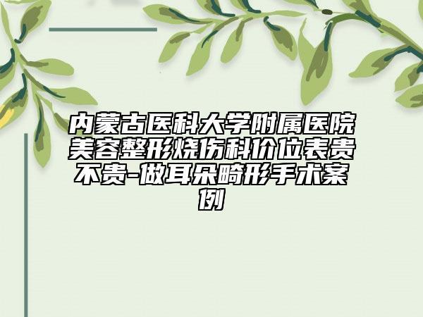 内蒙古医科大学附属医院美容整形烧伤科价位表贵不贵-做耳朵畸形手术案例