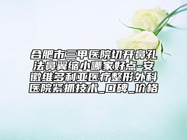 合肥市三甲医院切开鼻孔法鼻翼缩小哪家好点-安徽维多利亚医疗整形外科医院紧抓技术_口碑_价格