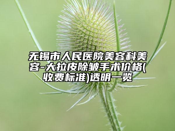 无锡市人民医院美容科美容-大拉皮除皱手术价格(收费标准)透明一览