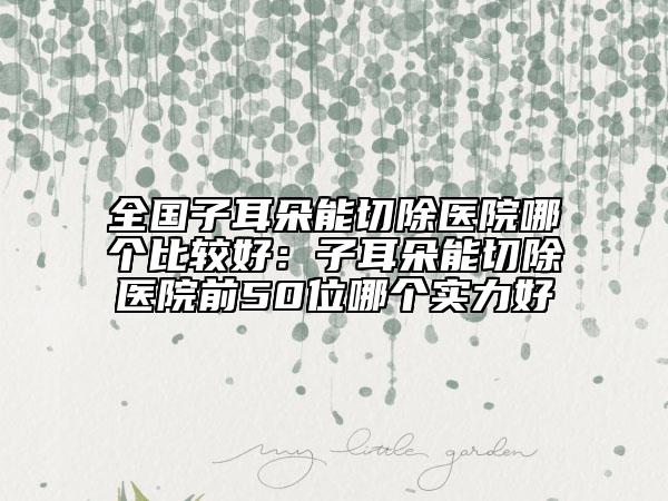 全国子耳朵能切除医院哪个比较好：子耳朵能切除医院前50位哪个实力好