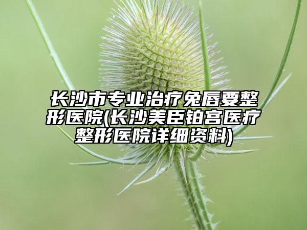 长沙市专业治疗兔唇要整形医院(长沙美臣铂宫医疗整形医院详细资料)