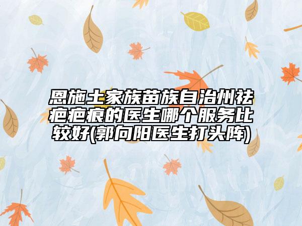 恩施土家族苗族自治州祛疤疤痕的医生哪个服务比较好(郭向阳医生打头阵)