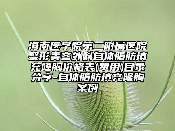 海南医学院第二附属医院整形美容外科自体脂肪填充隆胸价格表(费用)目录分享-自体脂肪填充隆胸案例