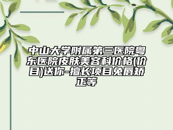 中山大学附属第三医院粤东医院皮肤美容科价格(价目)送你-擅长项目兔唇矫正等