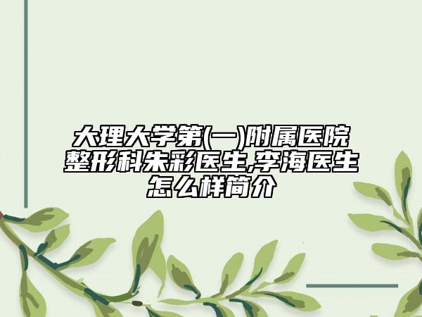 大理大学第(一)附属医院整形科朱彩医生,李海医生怎么样简介