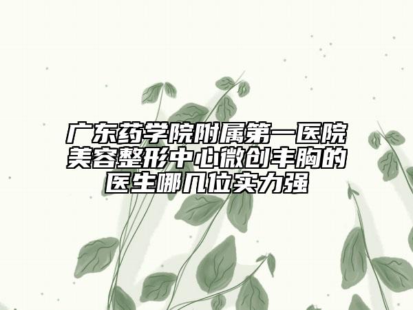 广东药学院附属第一医院美容整形中心微创丰胸的医生哪几位实力强