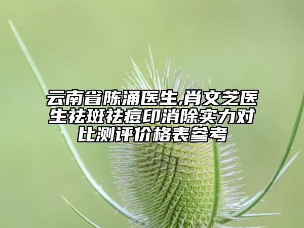云南省陈涌医生,肖文芝医生祛斑祛痘印消除实力对比测评价格表参考