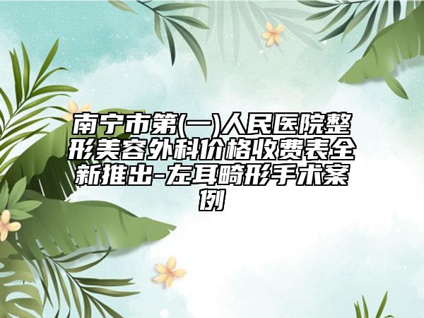 南宁市第(一)人民医院整形美容外科价格收费表全新推出-左耳畸形手术案例