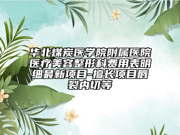 华北煤炭医学院附属医院医疗美容整形科费用表明细最新项目-擅长项目唇裂内切等