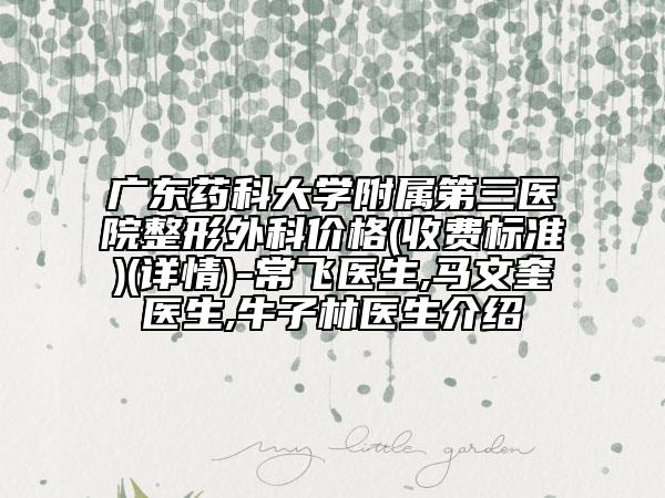 广东药科大学附属第三医院整形外科价格(收费标准)(详情)-常飞医生,马文奎医生,牛子林医生介绍