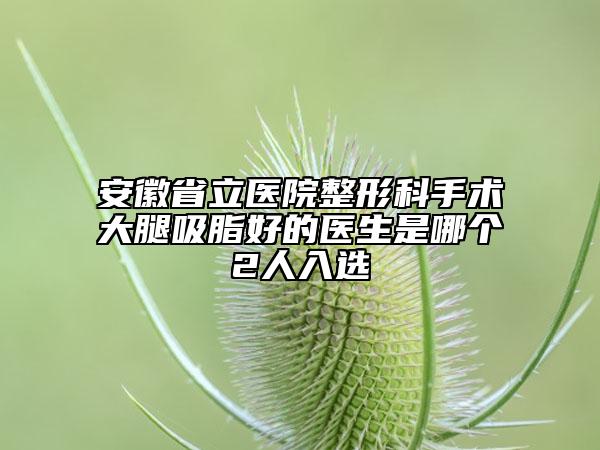 安徽省立医院整形科手术大腿吸脂好的医生是哪个2人入选