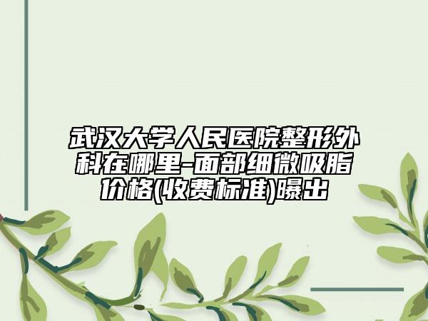 武汉大学人民医院整形外科在哪里-面部细微吸脂价格(收费标准)曝出