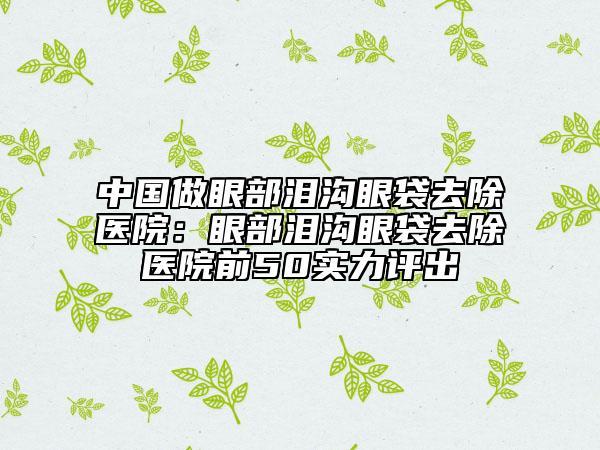 中国做眼部泪沟眼袋去除医院：眼部泪沟眼袋去除医院前50实力评出